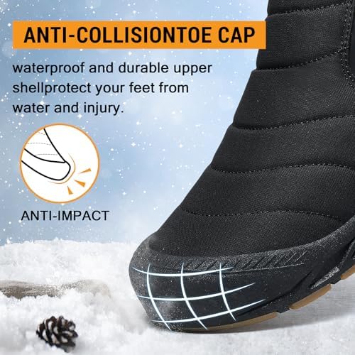 ziitop Snow Boots Mens Waterproof Winter Boots Fur Lined Warm Ankle Boots