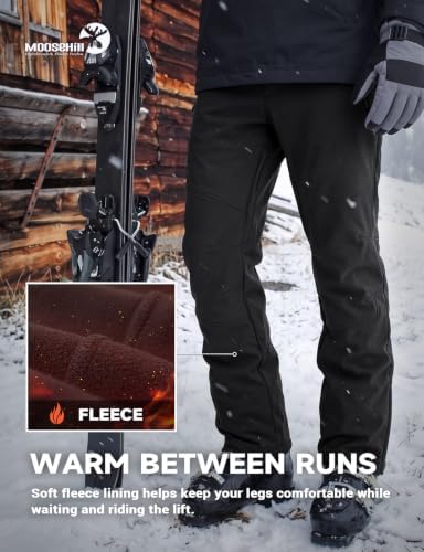 Moosehill Men's Fleece-Lined Snow Pants: Zippered Inner-Thigh Vents