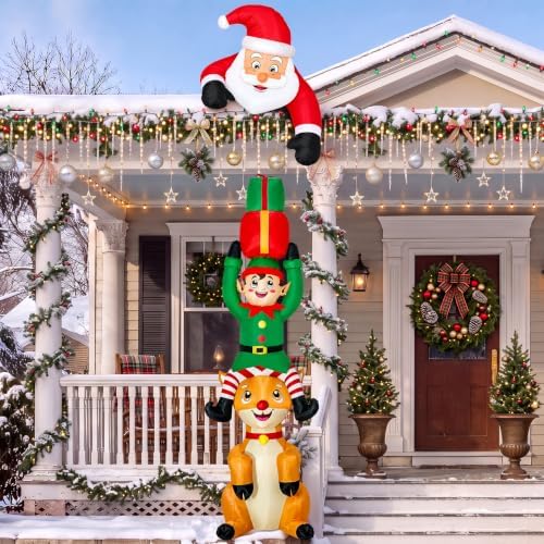 7.5FT Elf Reindeer + 3FT Santa Claus Inflatable Christmas Decorations