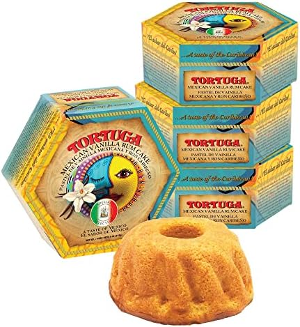 TORTUGA Caribbean Mexican Vanilla Rum Cake - 4 oz Caribbean Rum Cake - 4 Pack - The Perfect Premium Gourmet Gift for Stocking Stuffers, Gift Baskets, and Christmas Gifts - Great Snack Cakes for Delivery