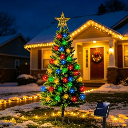 4FT 100LED Solar Christmas Tree for Outdoor Christmas Decorations