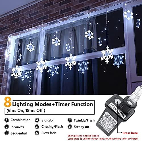 Christmas Snowflake Lights, 10.66ft 168 LED Icicle Lights Outdoor with 14 Drops, 8 Modes Waterproof Connectable Christmas Light for Eaves Wedding Garden Yard Indoor Outdoor Xmas Decorations (White)