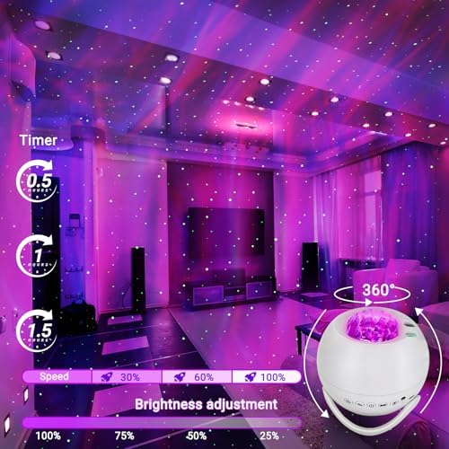 Star Projector,Northern Lights Projector,with Bluetooth Speaker,White Noise