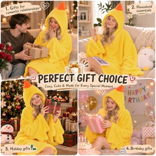 Goose Blanket Hoodie Onesie, Wearable Oversized Duck Blanket Hoodie, Gift for Adults & Kids