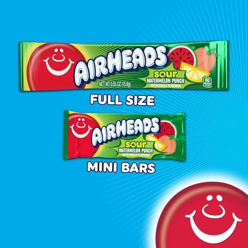 Airheads Mini SOURS Candy Bars, Variety Pack, 10 Ounce Bag