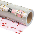 WRAPAHOLIC 30 Inch Reversible Nutcracker Christmas Wrapping Paper - 30 Inch x 33 Feet - Nutcracker and Candy Cane Design Printed on Pearlized Paper for Chrsitmas, Holiday, Party Celebration