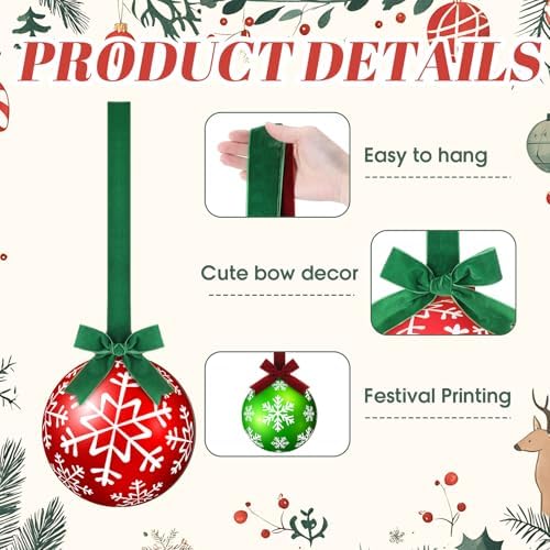 8 Pcs Christmas Kitchen Hanging Ornament, Wood, Ball Style