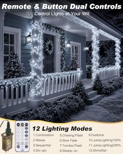 Iseebiz 50Ft 1000 LED Cluster Christmas Tree Lights with Remote & Timer