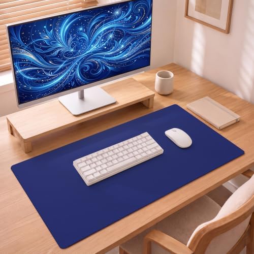 Leather Desk Pad Protector, 31.5" x 15.7", Midnight Blue Desk Mat
