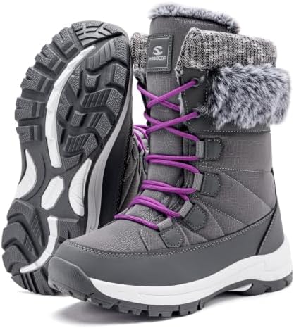 HOBIBEAR Women's Winter Snow Boots Waterproof Warm Mid Calf Lightweight