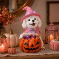 Halloween White Poodle Dog Candy Holder, Pumpkin Candy Bowl