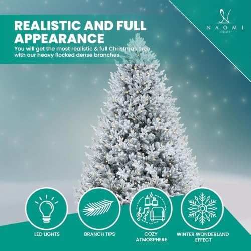 Naomi Home 6.5ft Frosted Christmas Tree with Lights
