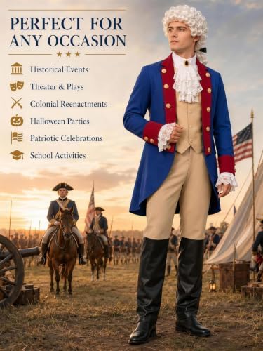 Founding Fathers Costume Set for Men - 7PC Colonial Costume Men