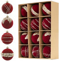 12Pcs Red Velvet Christmas Ornaments 2.36 in Balls for Christmas Tree Deco