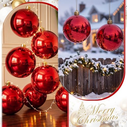 Threan 12 Inch Large Burgundy Shiny Christmas Ball Ornaments