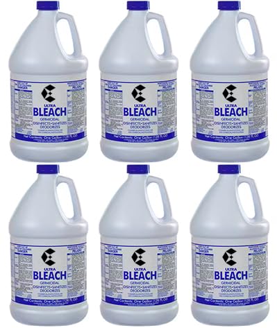 6 Pack 1 Gallon Bottles Liquid Ultra Germicidal Cleaning Bleach Chlorine Ready To Use