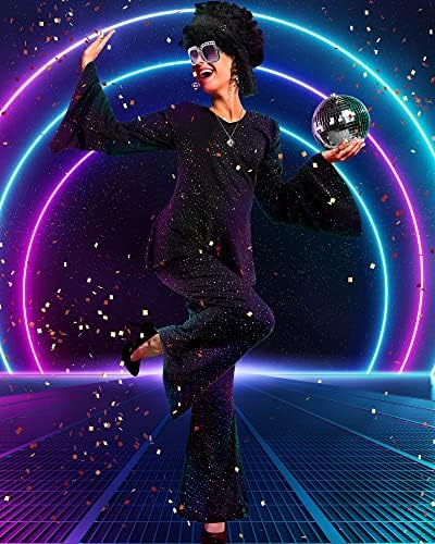 Jexine 70s Disco Outfit Women Sequin Sparkly Costume