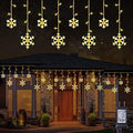 Christmas Snowflake Lights Outdoor, 17.22ft 264 LED Snowflake Icicle Lights with 22 Drops, 8 Modes connectable Plug In Christmas Light Waterproof for Eaves, Garden, Indoor & Outdoor Decor (Warm White)