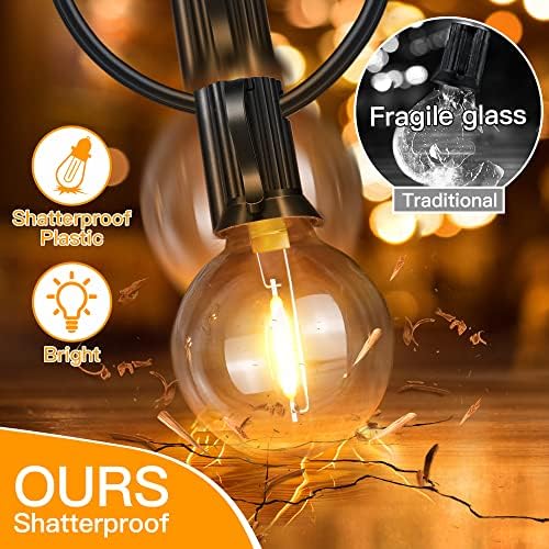 Ollny Outdoor String Lights, 100FT LED Patio Lights Waterproof Plug in