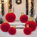 Jenaai 6 Pcs Red Giant Velvet Christmas Inflatable Ball Ornament