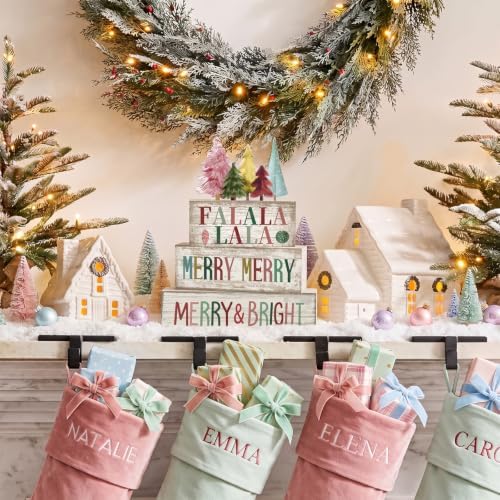 Moucuny 4 Pcs Christmas Table Decorations, Wooden Pastel Christmas Tree