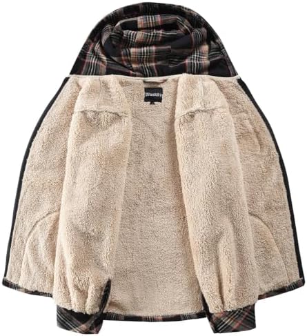 Elesuit Men's Full Zip Fleece Flannel Jacket Shirt Plaid Cotton Hoodie Coat