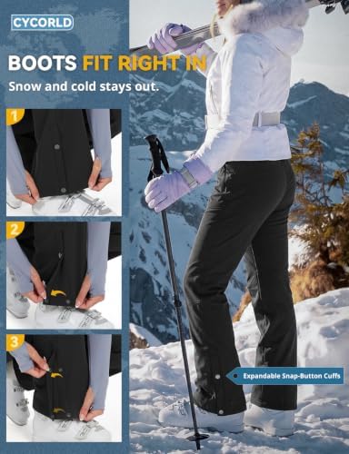 Cycorld Womens Snow Pants: Warm Fleece Lined Ski Pants Softshell