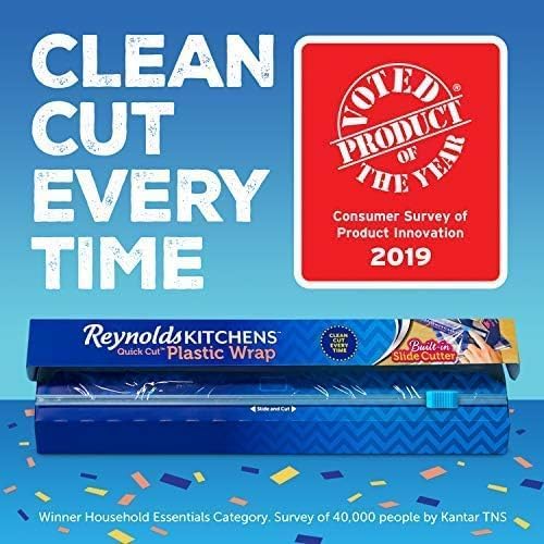 Reynolds Kitchens Quick Cut Plastic Wrap, 225 Square Feet (Pack of 8)
