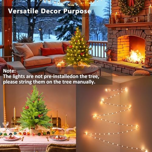 Brizled Smart Mini Christmas Tree, 22.8in DIY Smart-Lit Tabletop Tree with 75 LED RGB Lights, App/Voice Control 159+ Scenes Mini Xmas Tree USB C Music Small Tree Work with PD Power for Fireplace Desk