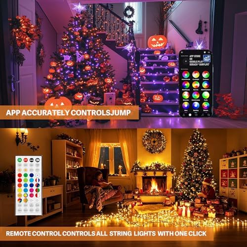 Christmas Tree Lights, 448 LED RGB Color Changing Waterfall Tree Topper Lights, 9.18 ft x 16 Lines, App & Remote Control, Music Sync Timer, 29V Plug-in Lights for Indoor Outdoor Christmas Decor