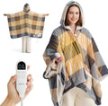 Bedsure Wearable Heated Blanket Hoodie Shawl, 55"x64", Beige Plaid Pattern