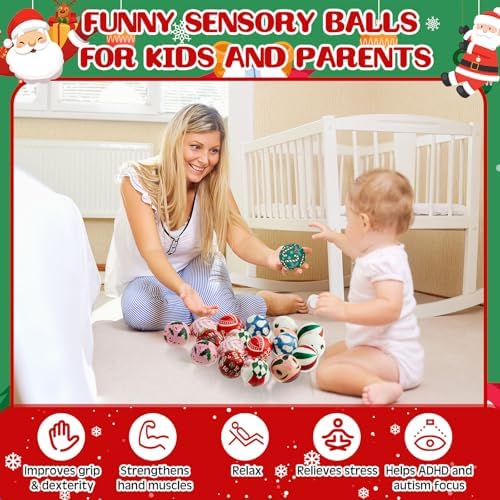 Meooeck 108 Pcs Christmas Party Favors Bulk, Snowman Santa Balls