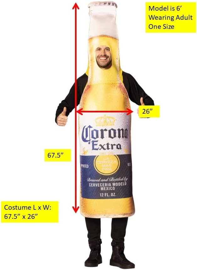 Rasta Imposta Corona Extra Beer Bottle and Ultimate Lime Slice Couples Halloween Costume Cinco de Mayo Fits Men Women 21+ of Age, Adult One Size