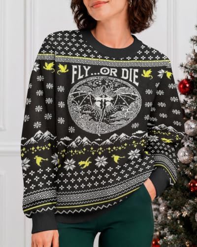 34HD Ugly Xmas Sweater–Funny Knit Christmas Sweater for Women & Men 2025, Long Sleeve Crewneck Holiday Pullover, Unisex Gift