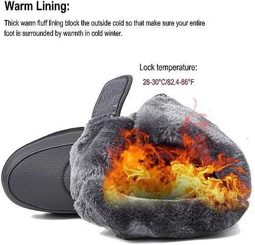 Mens Snow Boots Womens Winter Boots Waterproof Fur Lined Warm Lightweight Ankle Boots High Top Slip On Anti-Slip Casual Outdoor Shoes Booties