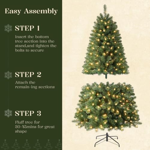 Alupssuc 4FT Prelit Christmas Tree, Warm White Lights, Hinged Branches