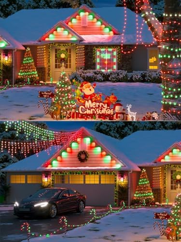 Solar Christmas Lights Outdoor 4 Pack 152FT 400 LED String Lights Red Green