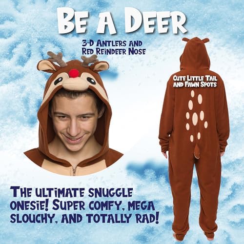 Funziez! Slim Fit Adult Onesie - Animal Costume - Plush Unisex Halloween One Piece Cosplay Suit for Women and Men