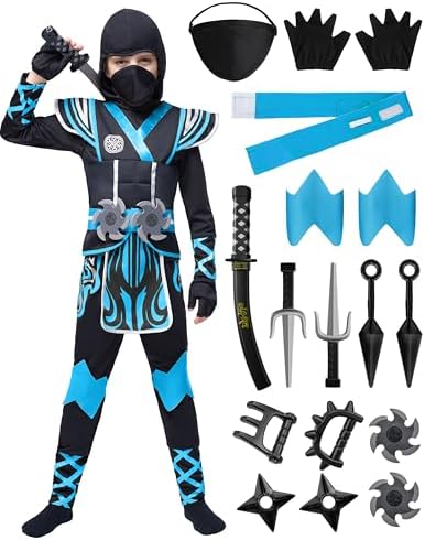 Spooktacular Creations Kids Ninja Costume, Child Boy Ninja Outfit Set, Halloween Costume for Toddler Themed Dress Up Party