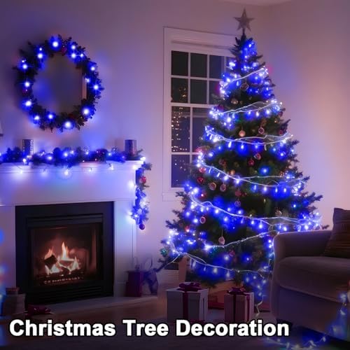 196 FT 500 LED String Lights Outdoor Indoor, Christams String Lights Waterproof 8 Modes & Timer, Fairy Lights Plug in for Bedroom, Weeding, Patio, Party, Christmas Decor (Blue)