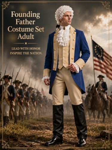 Founding Fathers Costume Set for Men - 7PC Colonial Costume Men