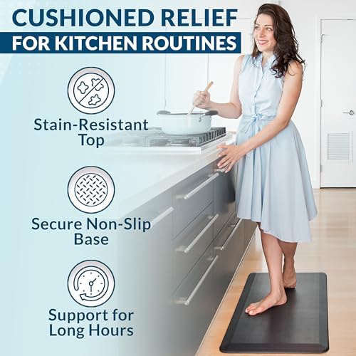 ComfiLife Anti Fatigue Floor Mat – 3/4 Inch Thick Kitchen Mats for Floor, Standing Desk Mat, Kitchen Rug – Comfort at Home, Office – Durable – Stain Resistant – Non-Slip Bottom (20" x 32", Black)
