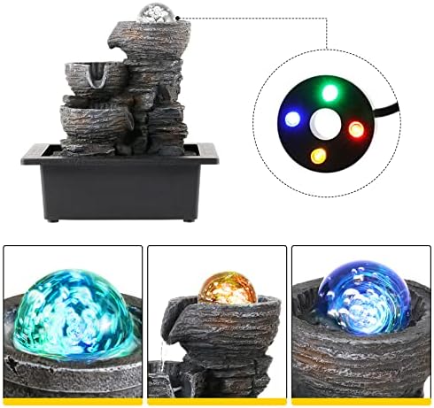 Dyna-Living Water Fountain Indoor Tabletop Waterfall Fountain with LED