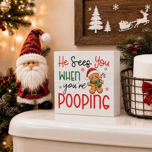 Christmas Bathroom Decor Funny Gingerbread Christmas Decor Wooden Box Sign