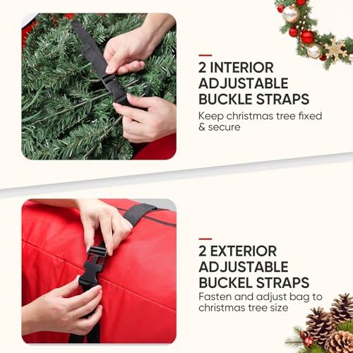 BALEINE 7.5 ft Rolling Christmas Tree Storage Bag, 2 Swivel Wheels for Easy Moving, Heavy Duty 600D Oxford Fabric Extra Large Artificial Christmas Tree Bag with Reinforced Carry Handles (Grey)