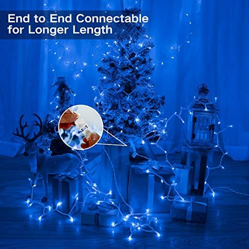 Brizled Incandescent Blue Christmas Lights, 69.6 ft, 300 Count, White Wire