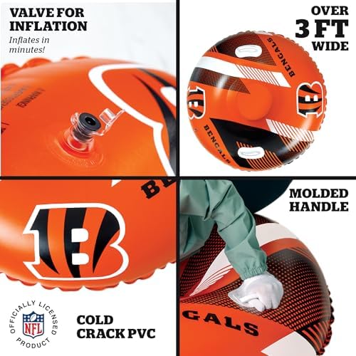 Big Mouth Inc NFL Snow Tube, Heavy Duty Inflatable Snow Sled for Winter Tubing, Ride-On Snow Tube with Handles for Kids and Adults, Outdoor Winter Fun and Football Fan Gifts