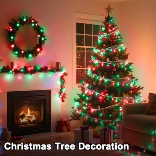 393 FT Christmas Lights 1000 LED Xmas Lights Outdoor Christams String Lights Waterproof 8 Modes & Timer, Fairy Lights Plug in for Weeding, Patio, Party, Holiday,Christmas Decor (Red+Green)