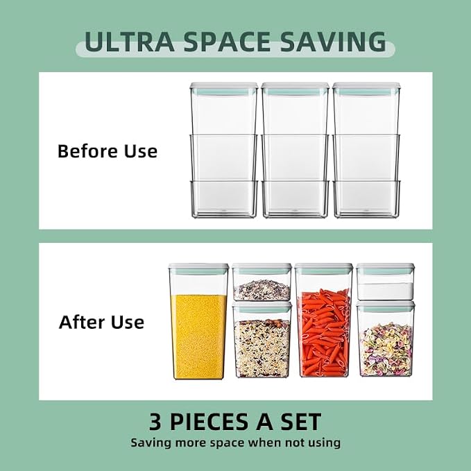 Airtight Food Storage Container Sets with Lids 6Pcs Pop Containers for Kitchen Pantry Organization BPA-Free Stackable Kitchen Storage Containers for Cereal Flour Sugar (0.5, 1.2, 1.8qt)*2