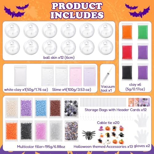 DIY Stress Ball Making Kit 12 TPR Round Skins (Halloween Theme)